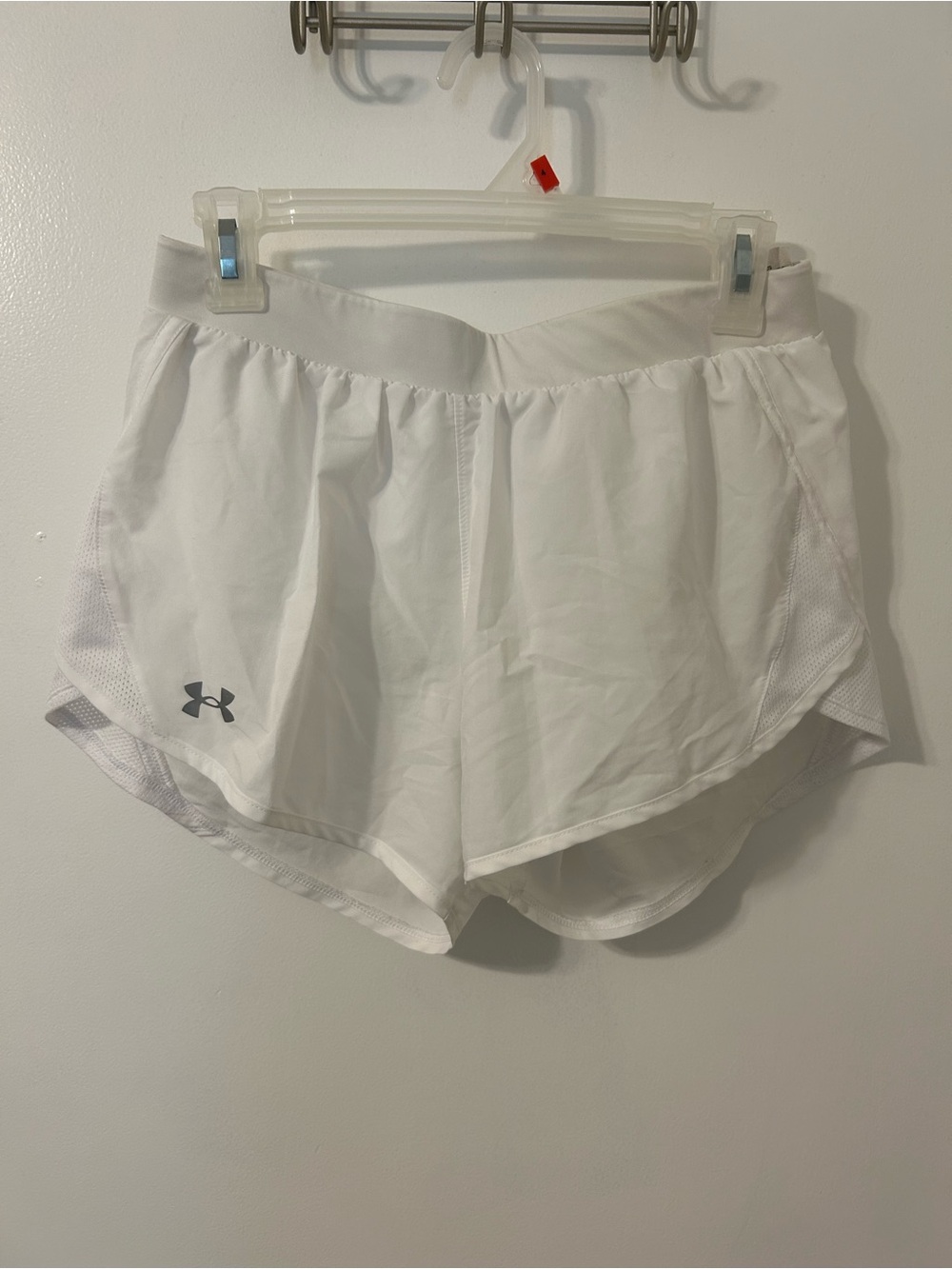 Under Armour White Women's Running Shorts with Built-In Liner